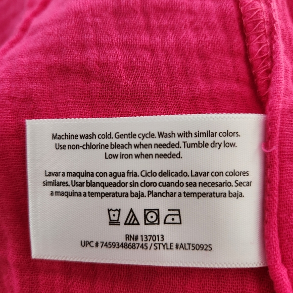 Three Dots Double Gauze Flutter Sleeve Top in Fushsia Size XL MSRP $138 W-538 - Picture 13 of 13